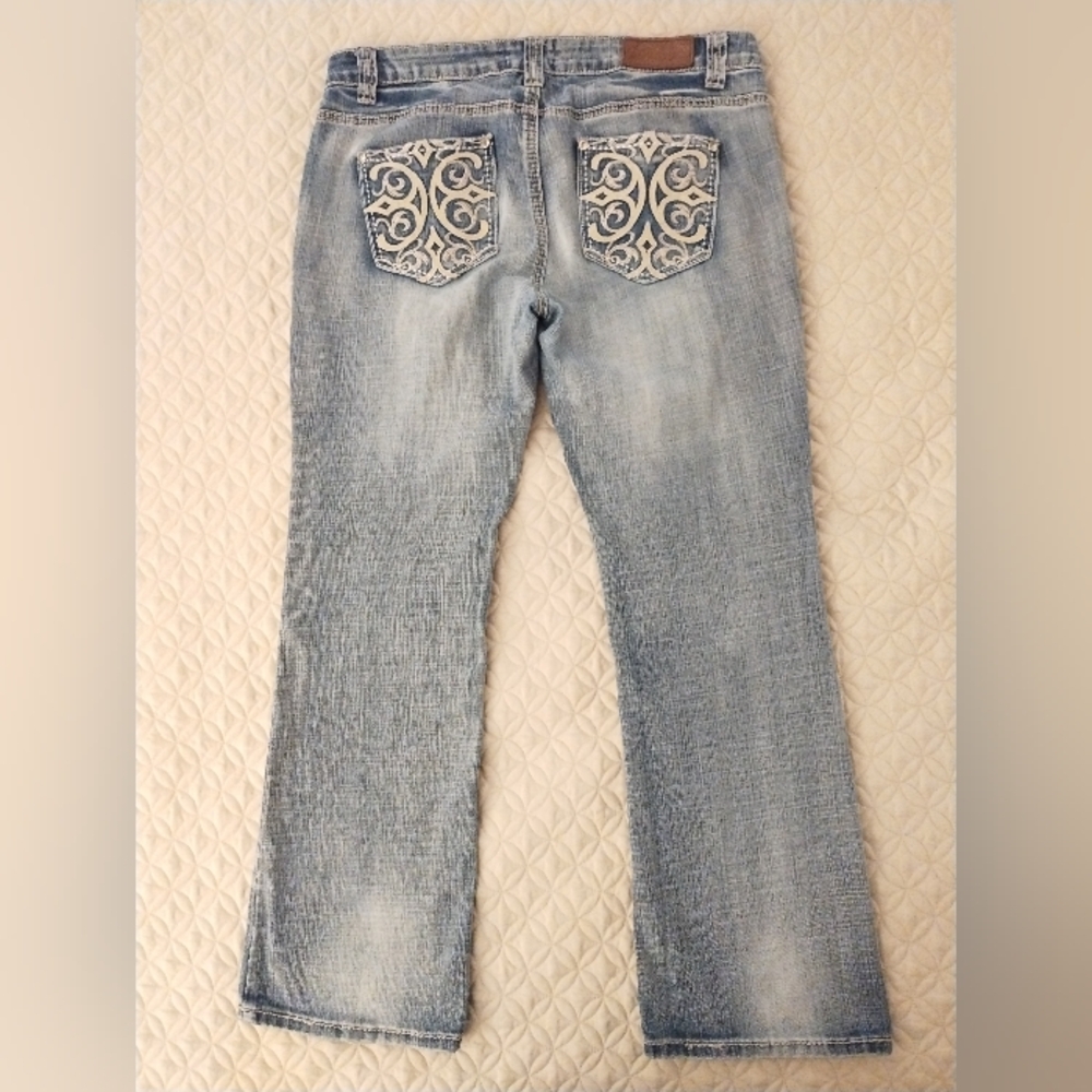 Cowgirl Up Jeans Embellished Stretch Y2K Light Wash Size 32/32